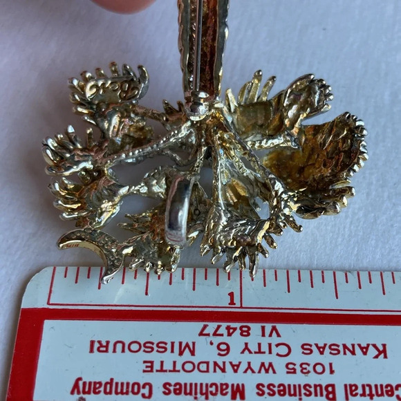 Vintage Palm Tree Brooch Pin Pendant Silver Gold Tone Moon Signed By Best - Picture 12 of 13